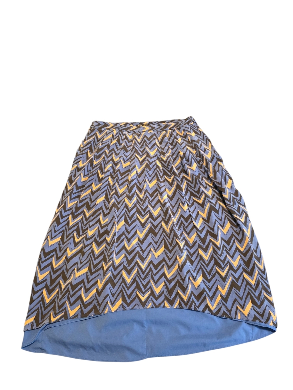 Broadway & Broome 100% Silk Chevron Print Pleated High/Low Skirt Size 12